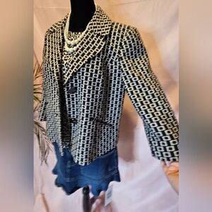 Ann Taylor LOFT Geometric Wool Blend Double Breasted Jacket Size 8